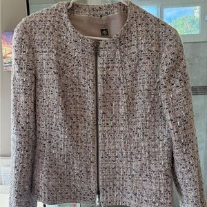 Anne Klein Tweed Blazer - Cream and Blue